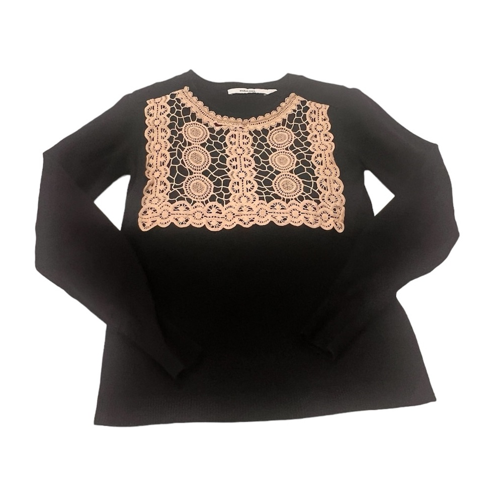 MARIA CHER | black sweater with crochet design
